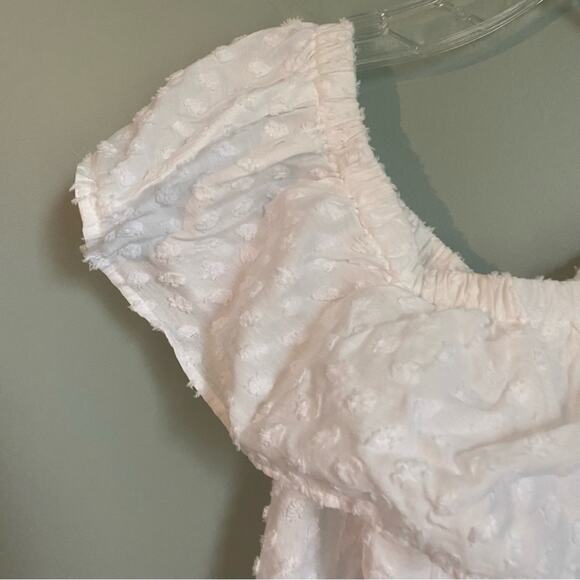 Madewell White Swiss Dot Off Shoulder Romper Shorts - Picture 3 of 6